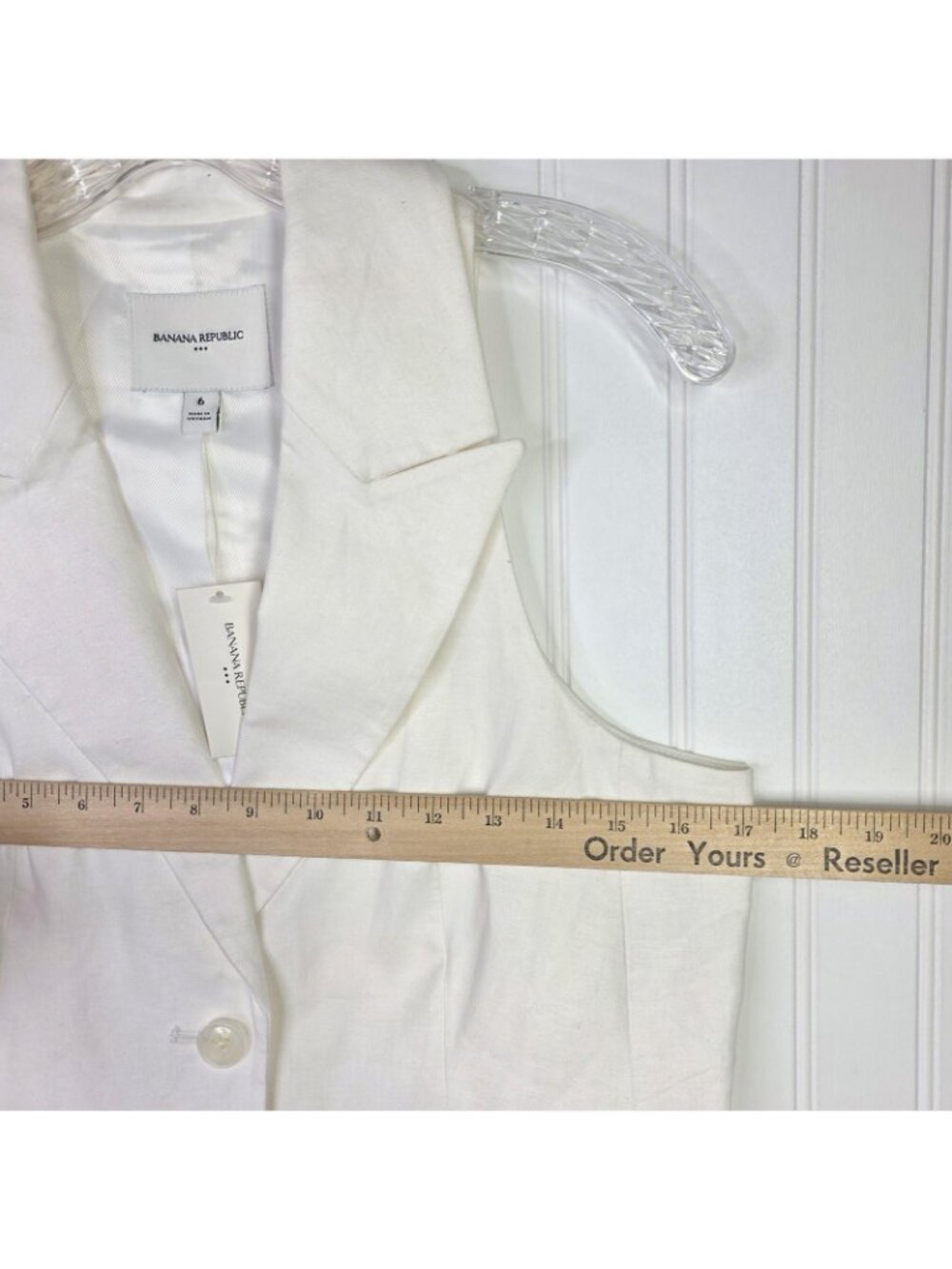 Banana Republic Suit Vest Women 6 Small White Linen Long Tailored Office Summer - Picture 9 of 12